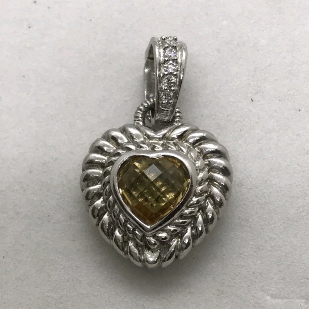 Sterling Silver Judith Ripka Citrine Heart Enhancer Pendant   39B12